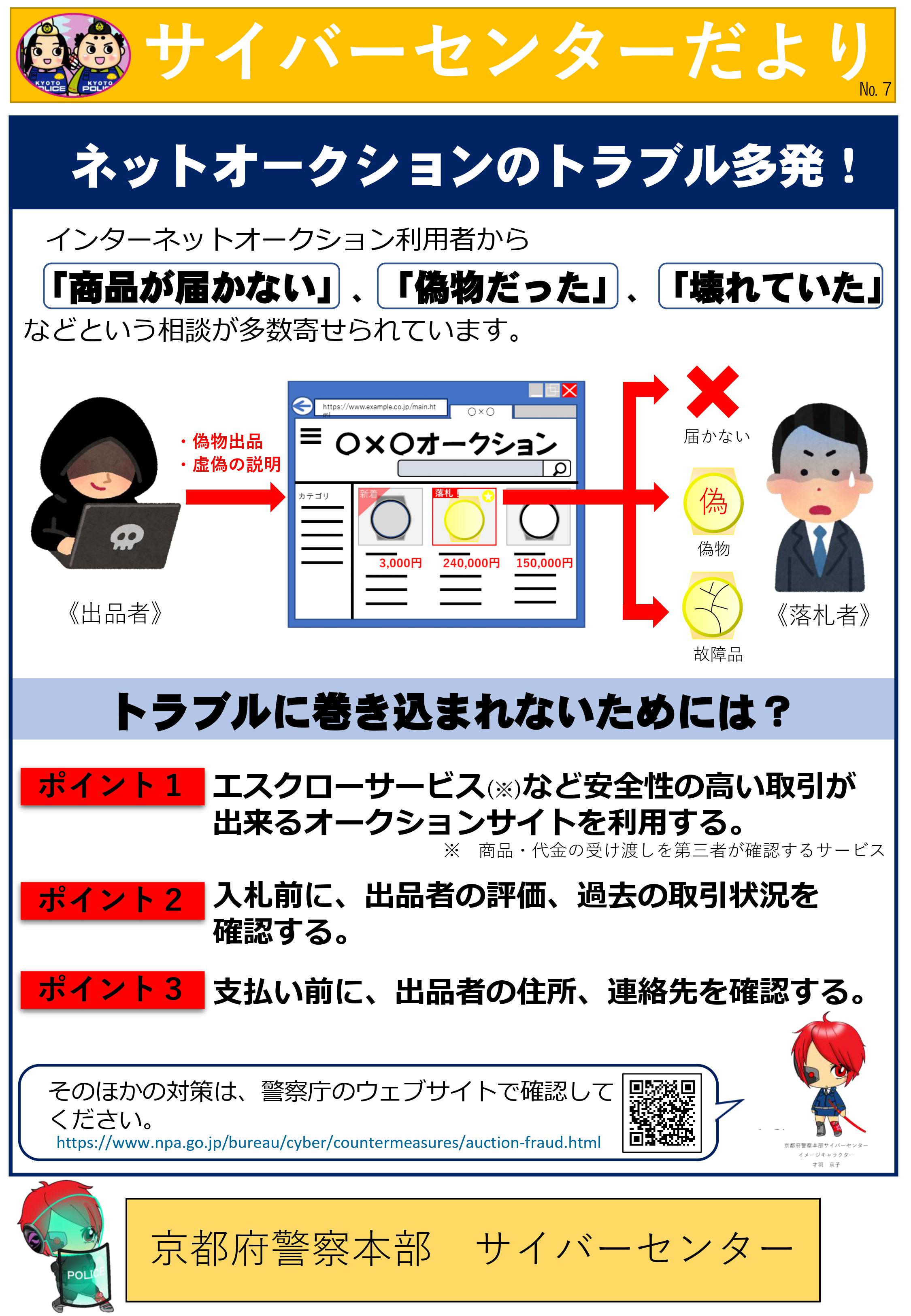 サイバーセンターだよりNO７（ネットオークションのトラブル多発！） (1)