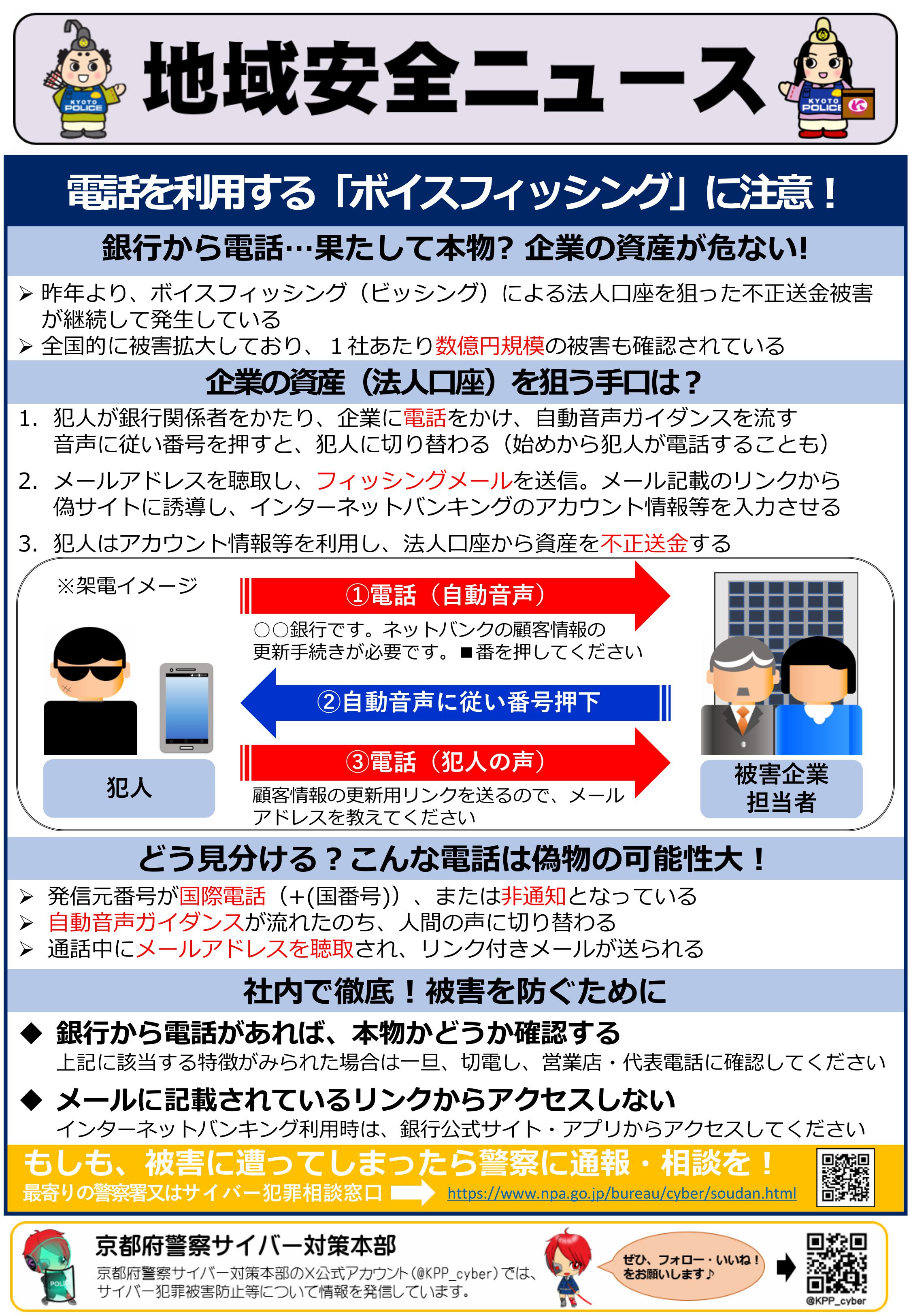 サイバー：京すぐだより（ボイスフィッシング）