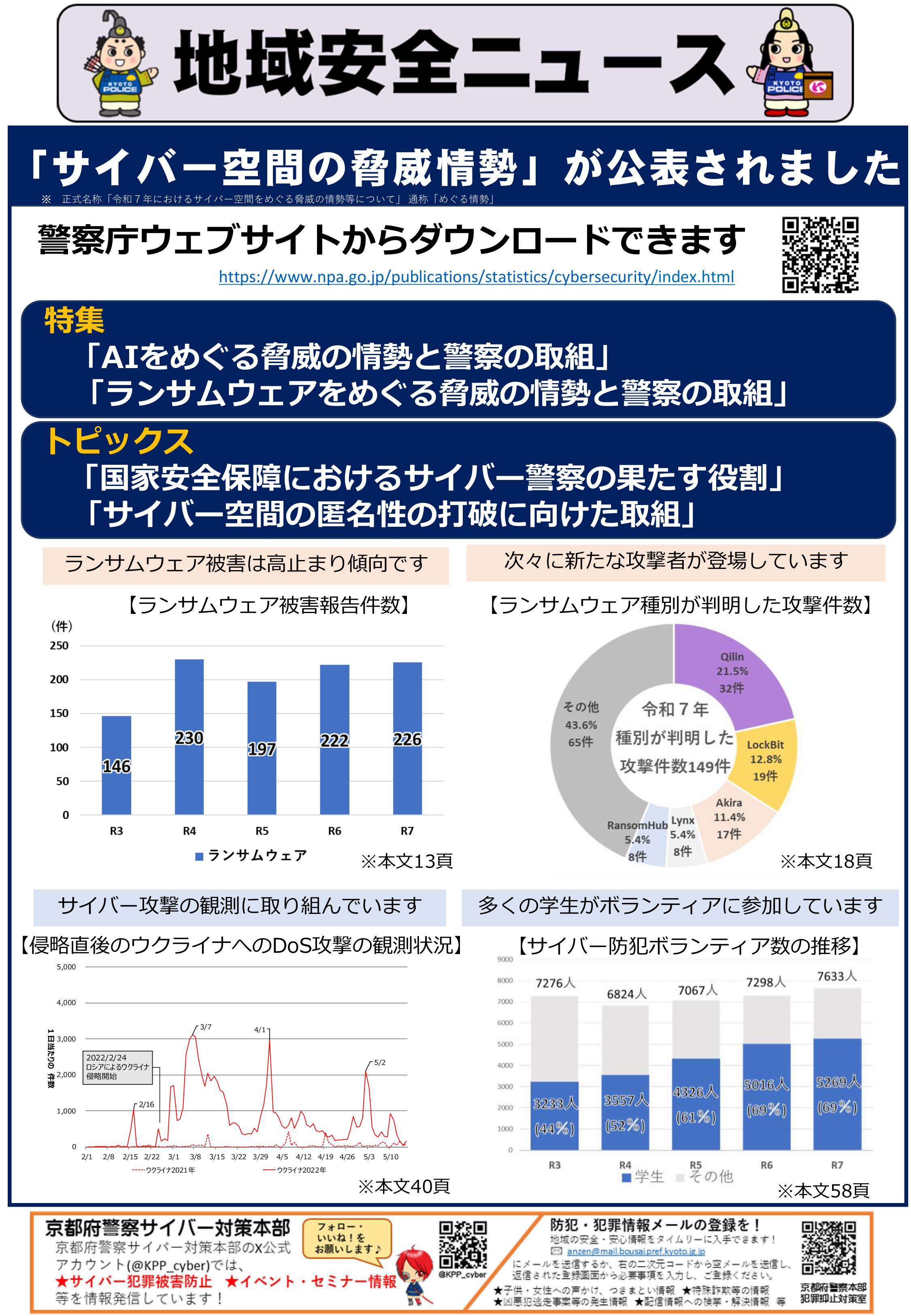「サイバー空間の脅威情勢」公表