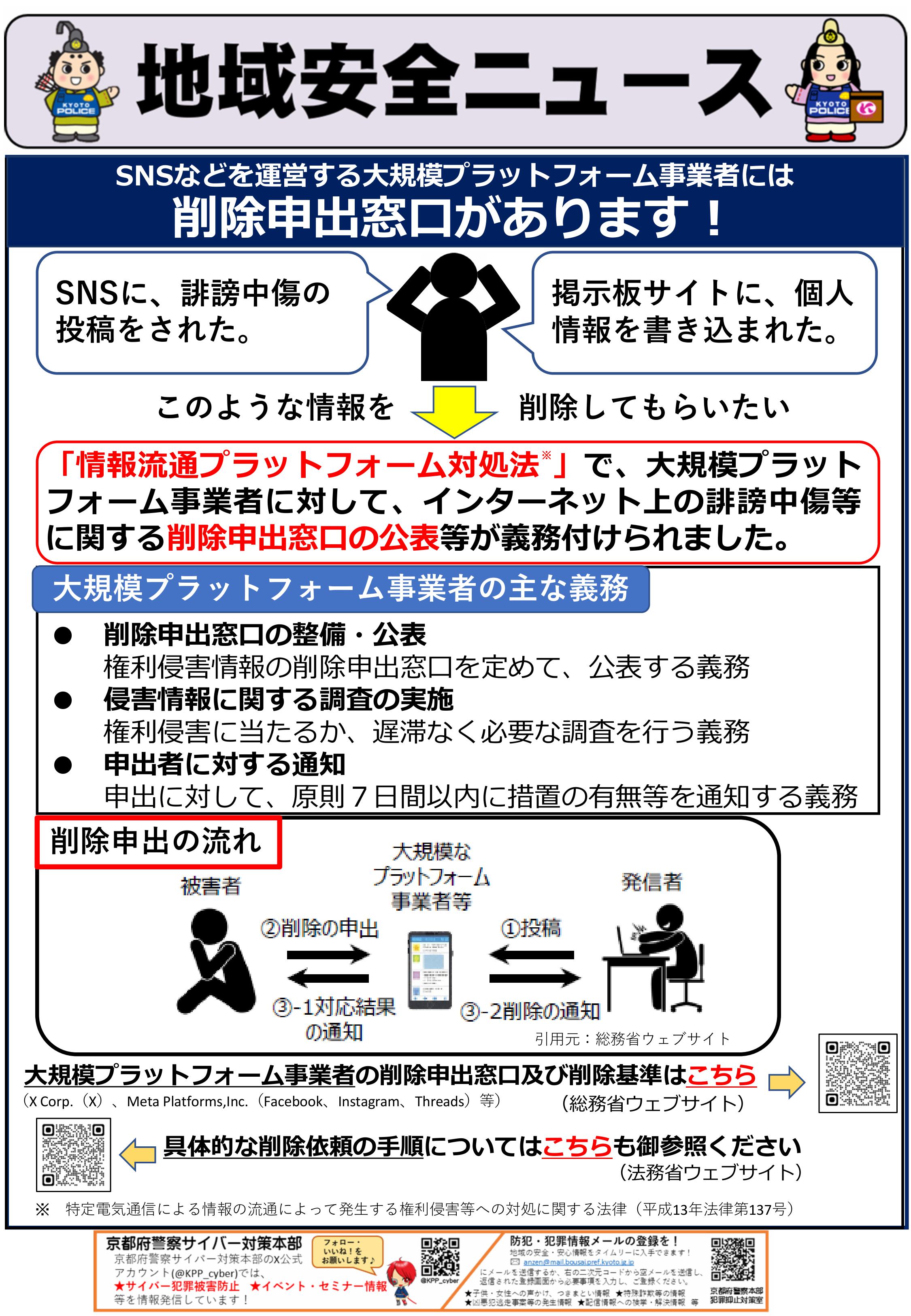 サイバー(誹謗中傷等の削除申出窓口があります)